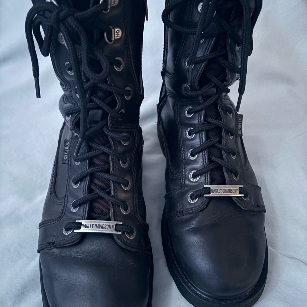 Harley-Davidson Black Leather Lace-Up Boots